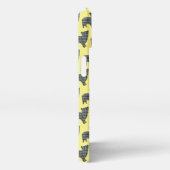 Morkie Hond Leuk Silhouet Raster Geel iPhone Hoesje (Rechterkant)