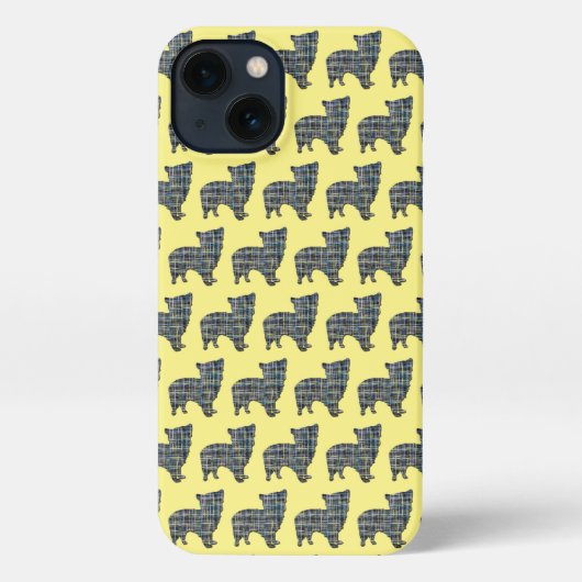 Morkie Hond Leuk Silhouet Raster Geel iPhone Hoesje (Achterkant)