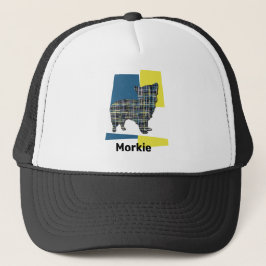 Morkie Hond Leuk Silhouet Tricolor Grid Trucker Pet