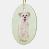 Morkie Hond Ovaal Glas Ornament (Links)