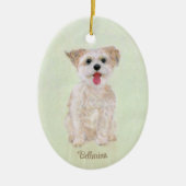 Morkie Hond Ovaal Glas Ornament (Voorkant)