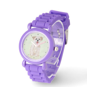 Morkie Hond Paarse Horloge