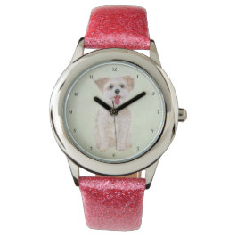 Morkie Hond Roze Horloge