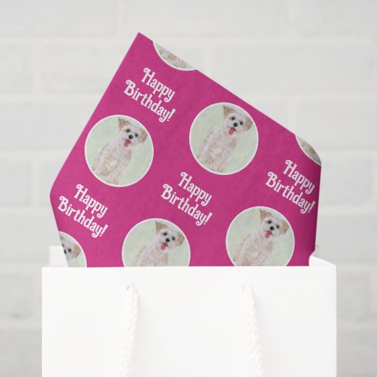 Morkie Hond Roze Vloeipapier Tissuepapier (Cadeauzakje)