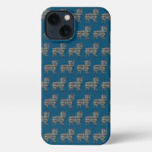 Morkie Hond Schattig Silhouet Raster Blauw iPhone Hoesje (Achterkant)