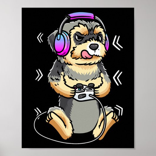 Morkie Hond Videospel Gameconsole Gamer Poster (Voorkant)