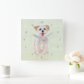 Morkie Hond Vierkante Acryl Wandklok met cijfers (Huis)