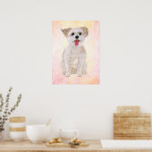 Morkie hondenprint met kleurrijke achtergrond poster (Keuken)