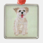 Morkie-hondornament Metalen Ornament (Voorkant)