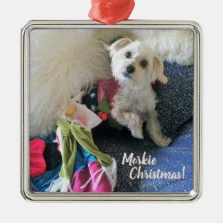 Morkie kerststooking Premium-versiering Metalen Ornament