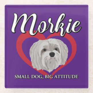 Morkie - Kleine Hond, Grote Attitude - 3 Glazen Onderzetter
