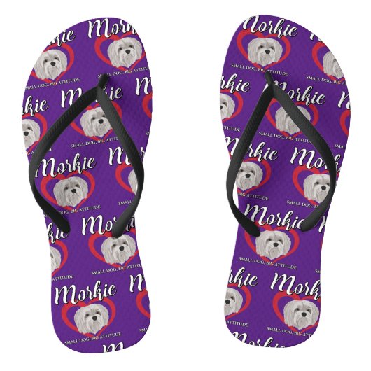 Morkie - Kleine Hond, Grote Attitude - 3 Teenslippers (Voetbed)