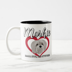 Morkie - Kleine Hond Grote Attitude 3 Tweekleurige Koffiemok