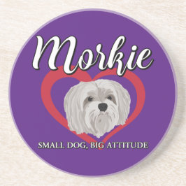 Morkie - Kleine Hond, Grote Attitude - 3 Zandsteen Onderzetter