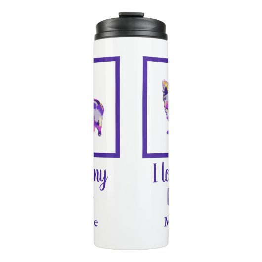 Morkie Leuke Hond Silhouet Paarse PY&B Thermosbeker (Voorkant)