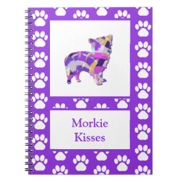 Morkie Leuke Hond Silhouet Paw Paarse PY&B Notitieboek