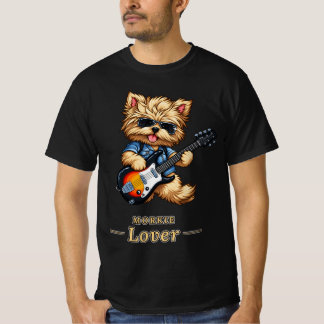 Morkie-liefhebber Rockster Gitaarhond Cadeau T-shirt