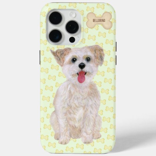 Morkie met Botten en tekst Case-Mate iPhone Case (Achterkant)