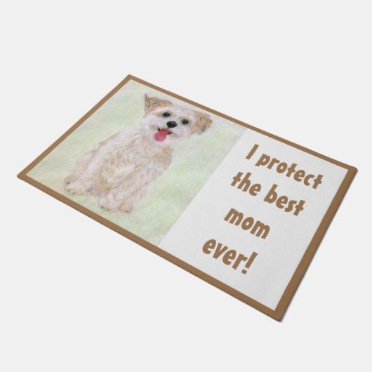 Morkie Moederwacht Dog Doormat Large Deurmat (Schuin)