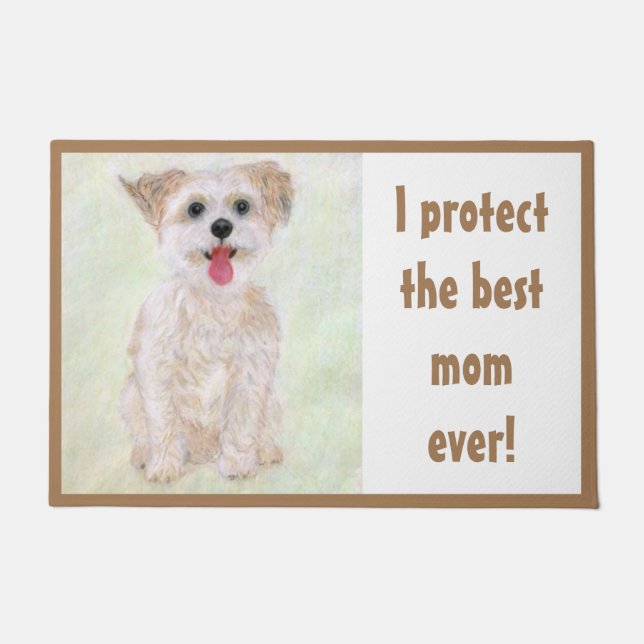 Morkie Moederwacht Dog Doormat Large Deurmat (Voorkant)