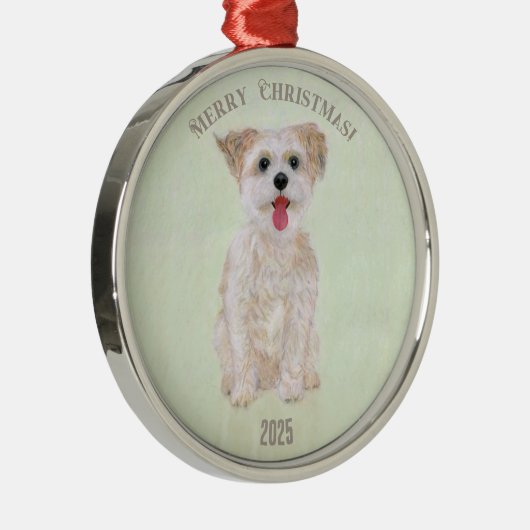 Morkie Premium Rond Ornament (Rechts)