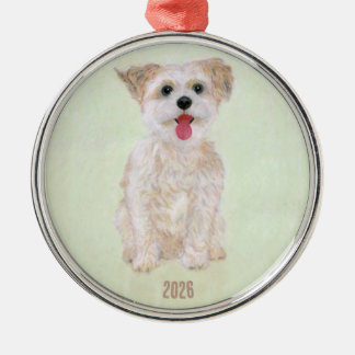 Morkie Premium Ronde Kerstbal Metalen Ornament