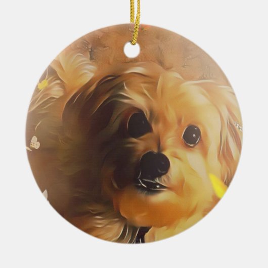 Morkie Puppy Dog Butterfly Cute Yellow Ornament (Voorkant)