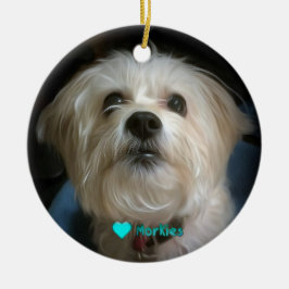 Morkie Puppy Dog Love Cute Kerstannament Keramisch Ornament