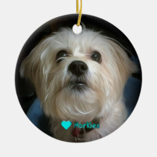 Morkie Puppy Dog Love Cute Kerstannament Keramisch Ornament
