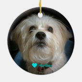 Morkie Puppy Dog Love Cute Kerstannament Keramisch Ornament (Achterkant)