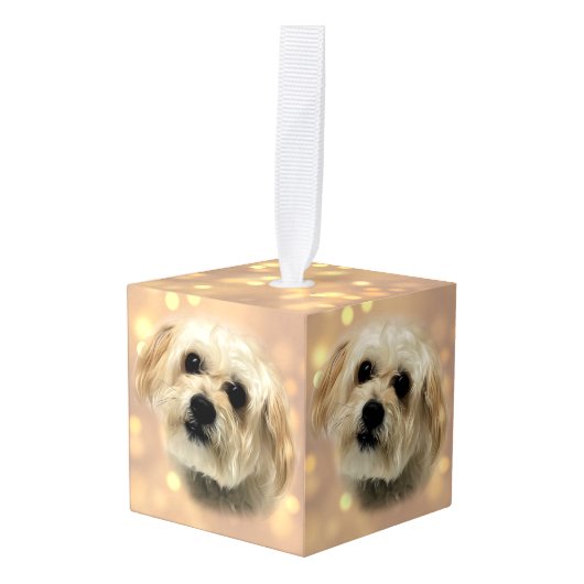 Morkie Puppy Dog Sweet Cube Ornament (Voorkant hoekig)
