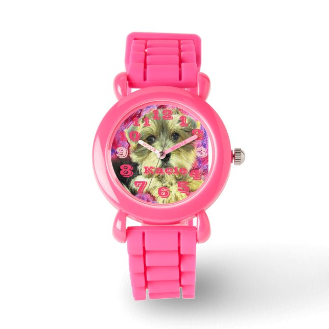 Morkie roze horloge (Voorkant)