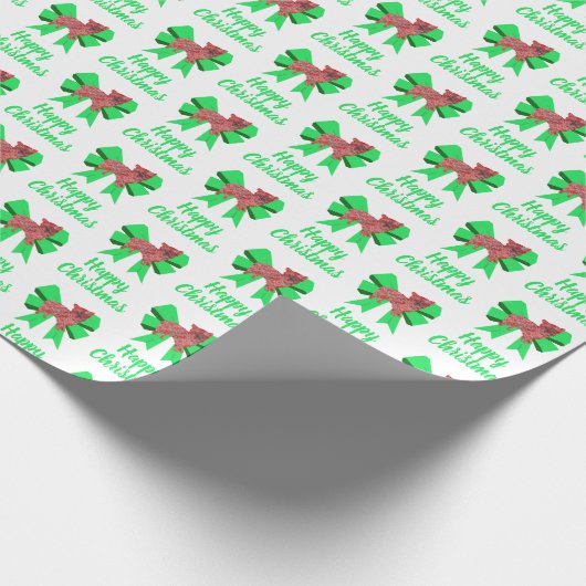 Morkie Schattige Kerst Silhouet Dog & Bow White Cadeaupapier (Hoek)