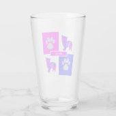 Morkie Silhouette Dog & Paw Pink and Blue Square Glas (Achterkant)