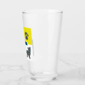 Morkie Silhouette Dog & Paw Yellow & Blue Grid Glas (Links)