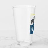 Morkie Silhouette Dog & Paw Yellow & Blue Grid Glas (Rechts)