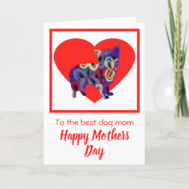 Morkie Silhouette Dog Red Heart Kaart moederdag