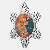Morkie Snowflake kerstversiering Tin Sneeuwvlok Ornament (Rechts)