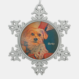 Morkie Snowflake kerstversiering Tin Sneeuwvlok Ornament