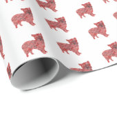 Morkie Terrier Kersthond Schattige Silhouet Wit Cadeaupapier (Rol Hoek)