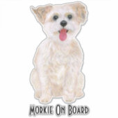 Morkie Vinyl Sticker met Tekst (Voorkant)