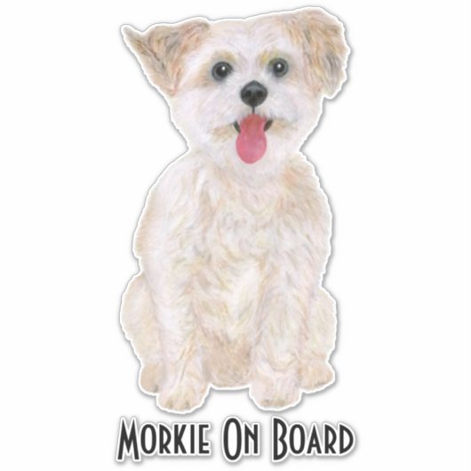 Morkie Vinyl Sticker met Tekst (Voorkant)