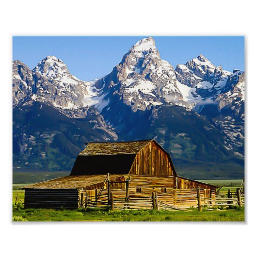 Mormon Row Barn Grand Tetons Foto Afdruk (Voorkant)