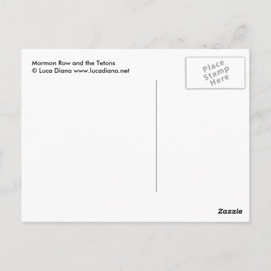 Mormon Row en Tetons Briefkaart (Achterkant)