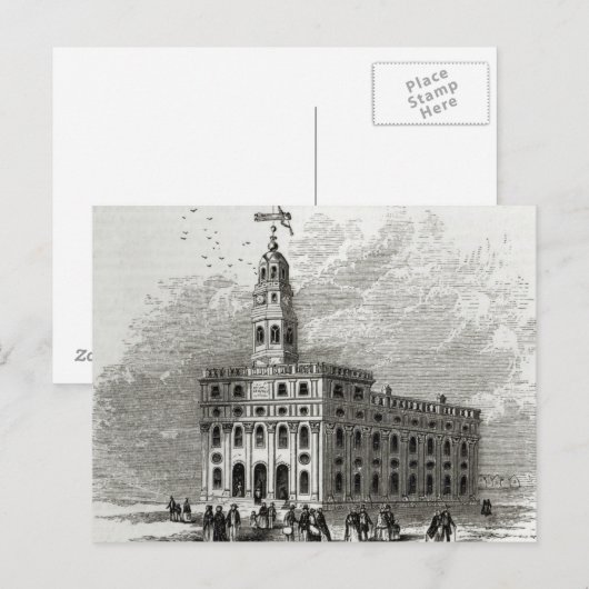 Mormon Temple bij Salt Lake, 1854 Briefkaart (Voorkant / Achterkant)