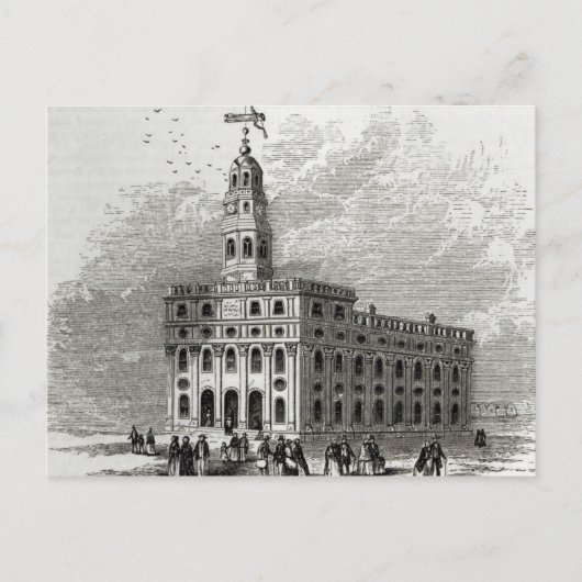 Mormon Temple bij Salt Lake, 1854 Briefkaart (Voorkant)