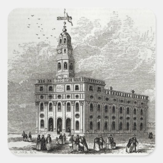 Mormon Temple bij Salt Lake, 1854 Vierkante Sticker (Voorkant)
