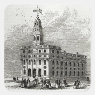 Mormon Temple bij Salt Lake, 1854 Vierkante Sticker