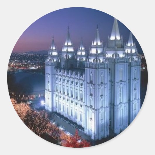 Mormon Temple Ronde Sticker (Voorkant)
