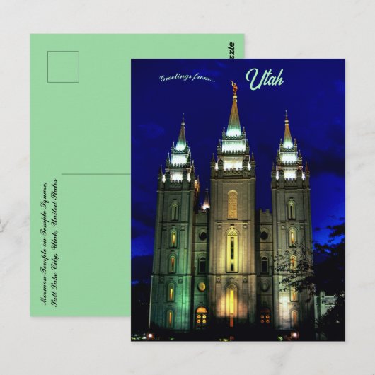 Mormon Temple Salt Lake City, Utah Briefkaart (Voorkant / Achterkant)